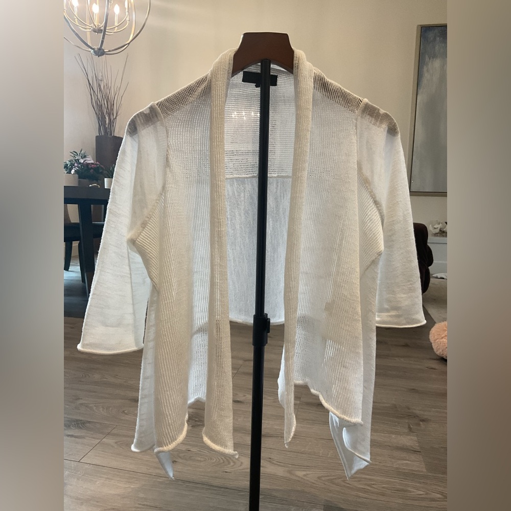 Kokomarina Elegant White 3/4  sleeve knit and stretch cover up.